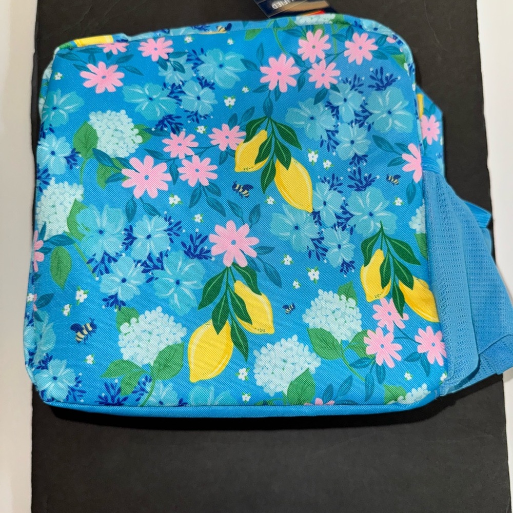 Floral Blue Backpack with Lemons